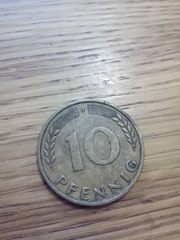 Монета 10 пфеннигов 1950 год,  Германия